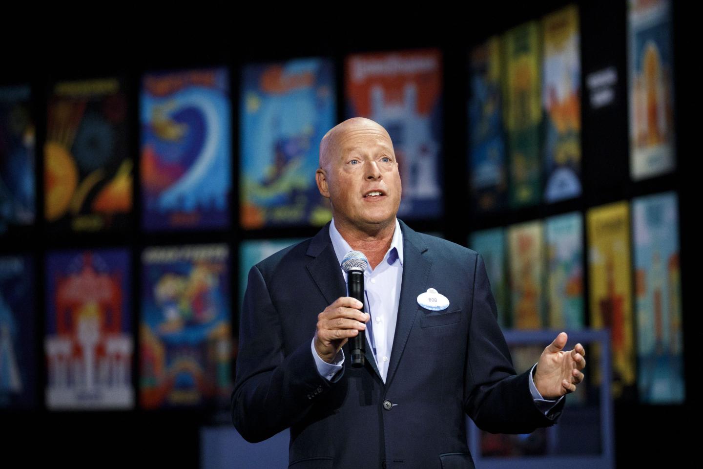 Bob Chapek talks on the mic