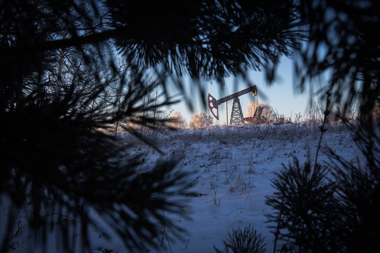 An oil pumping jack, also known as a "nodding donkey", in an oilfield near Dyurtyuli, in the Republic of Bashkortostan, Russia, on Thursday, Nov. 19, 2020.