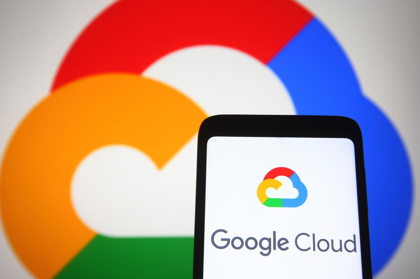 Google Cloud Platform (GCP) logo is seen on a smartphone screen
