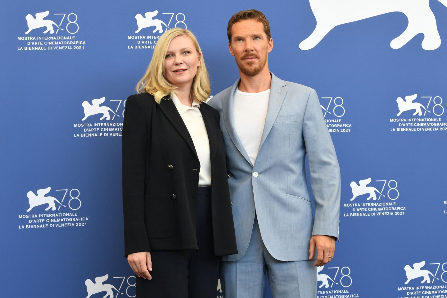 Actors Kirsten Dunst and Benedict Cumberbatch, stars of the film "The Power of the Dog"