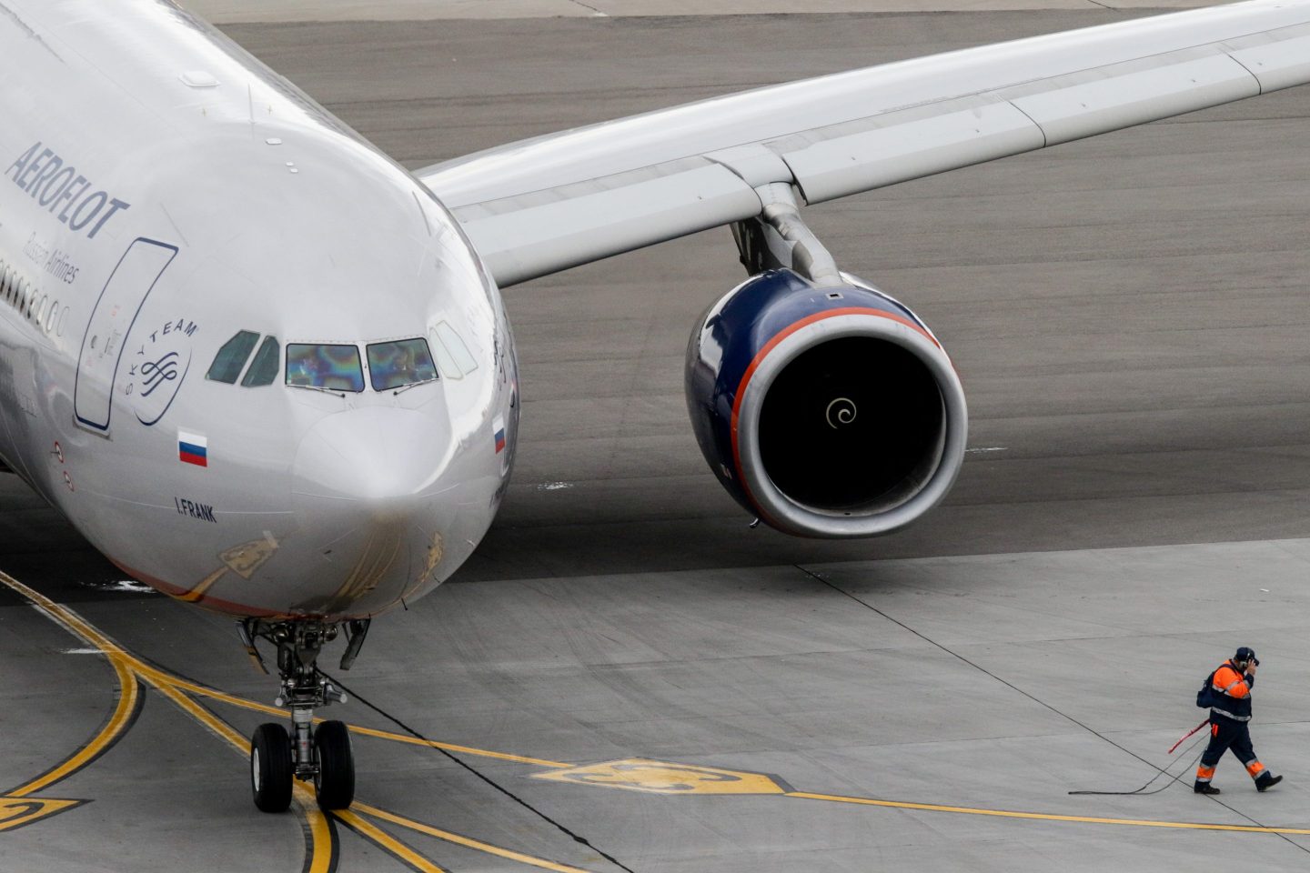 An Aeroflot Boeing jet in Moscow-Sheremetyevo International Airport