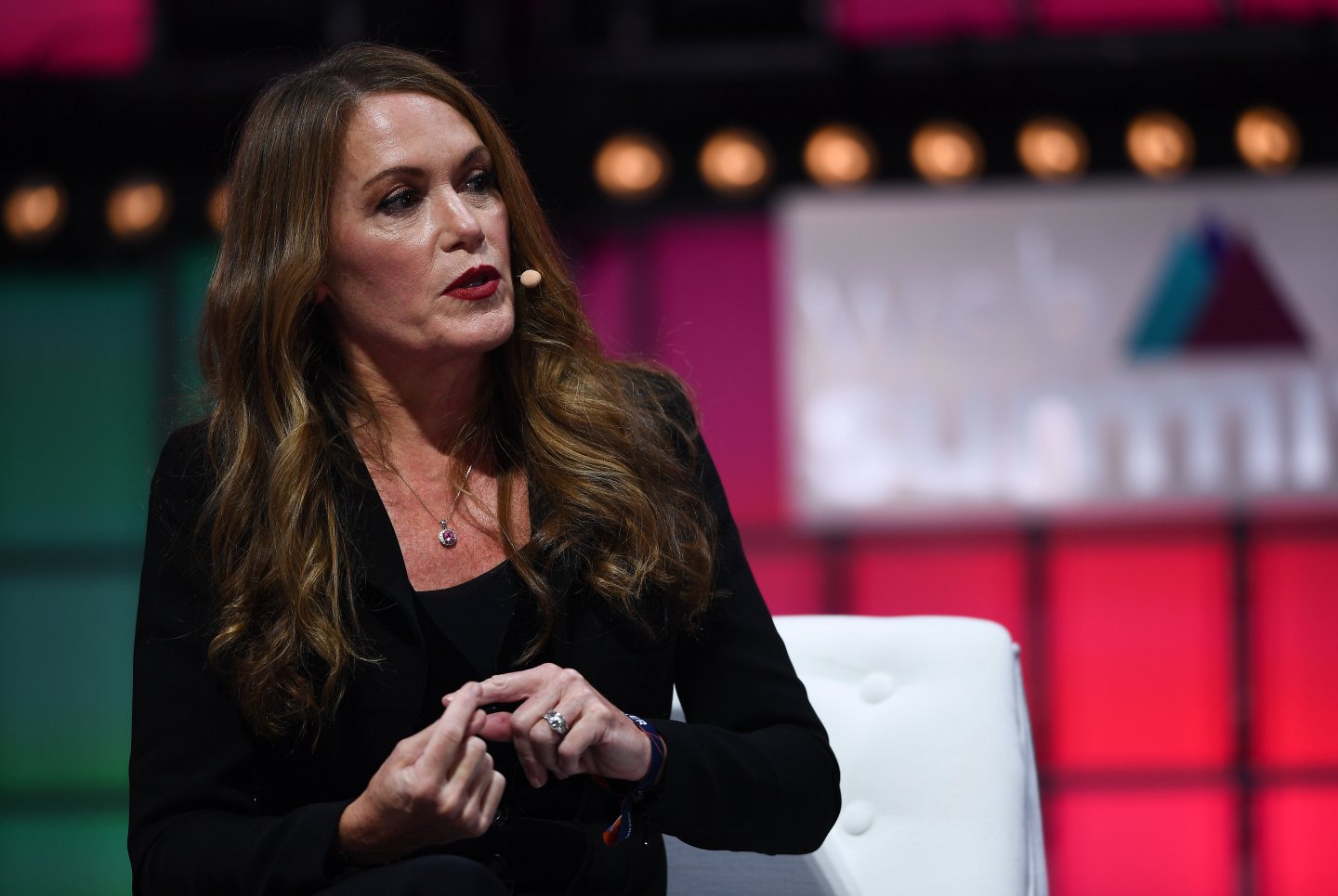 Magic Leap CEO Peggy Johnson speaks at a conference.