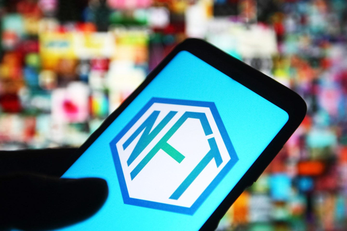 NFT sign is seen on a smartphone