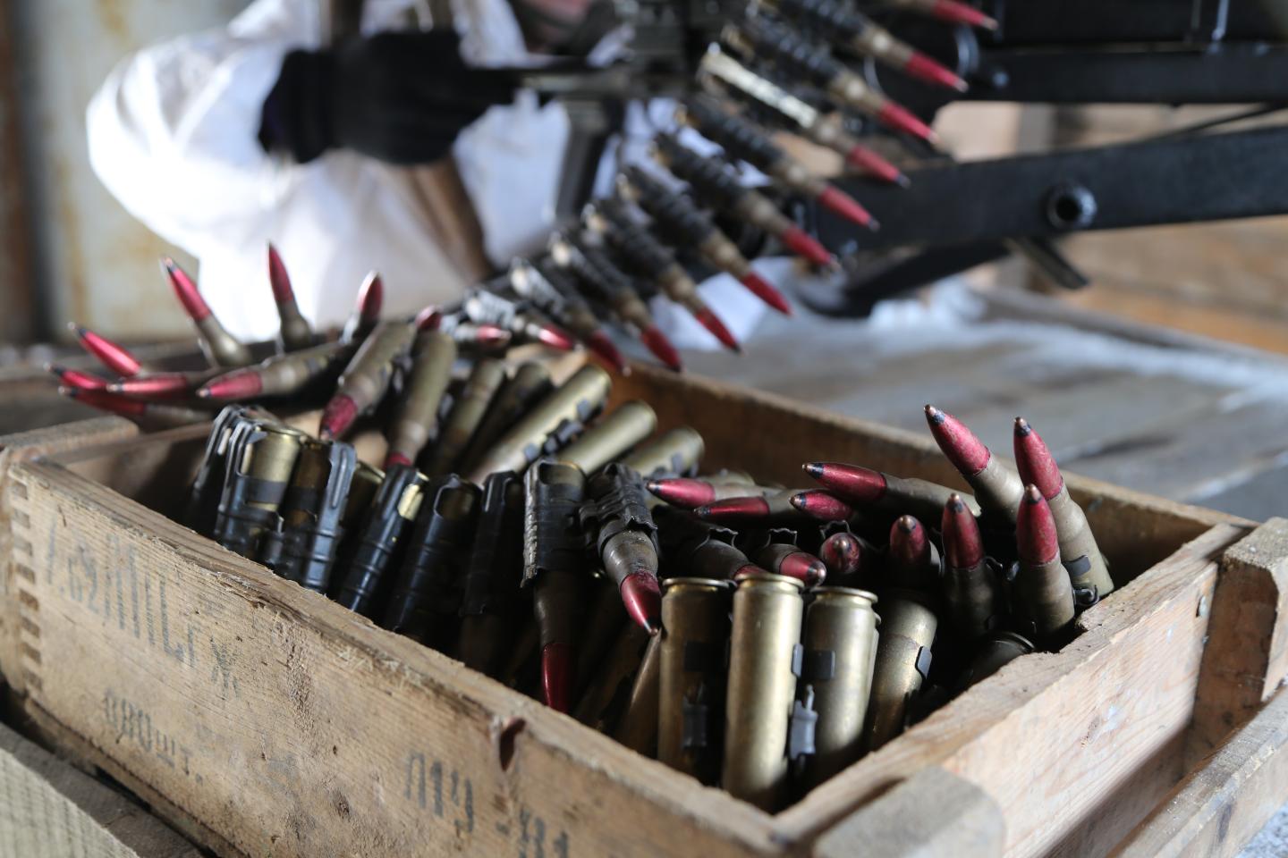 Ammunition for servicemen stationed on the front line near the village of Spartak, located southeast of the line of demarcation and recently shelled by the Ukrainian troops.