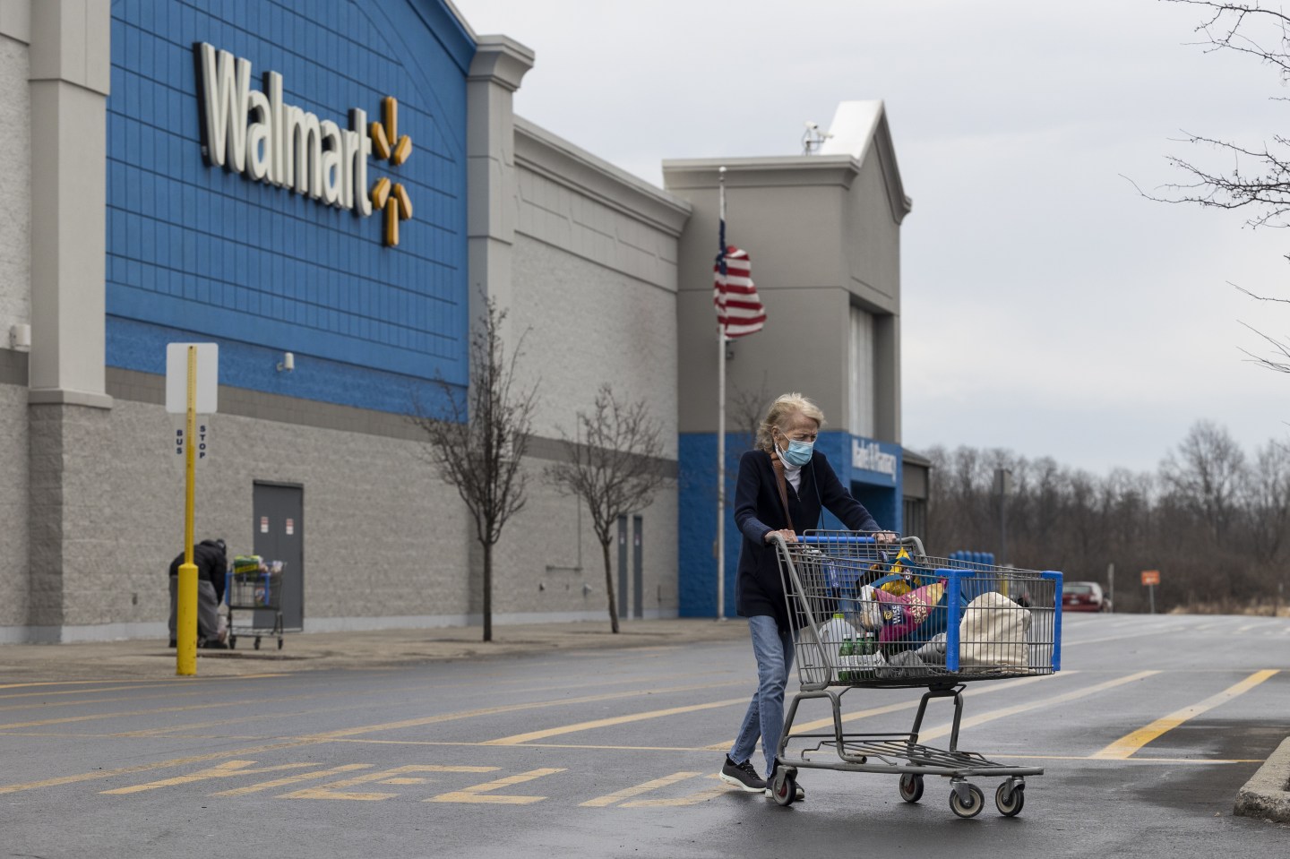 A shopper outside of Walmart.