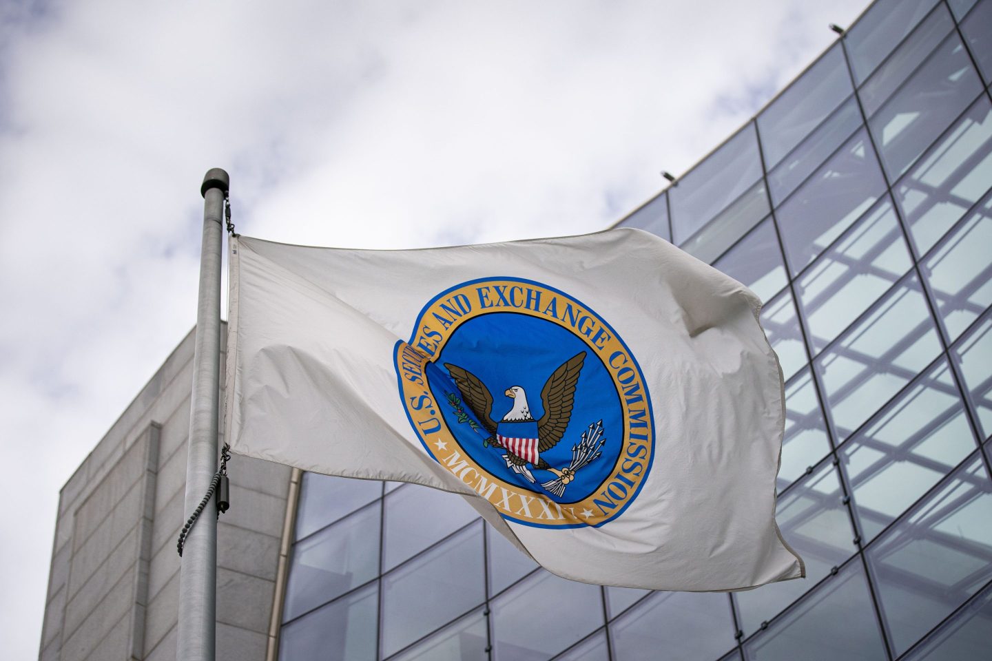 A flag outside the U.S. Securities and Exchange Commission flag
