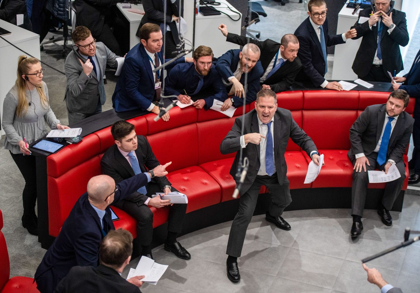 Traders, brokers and clerks on the trading floor