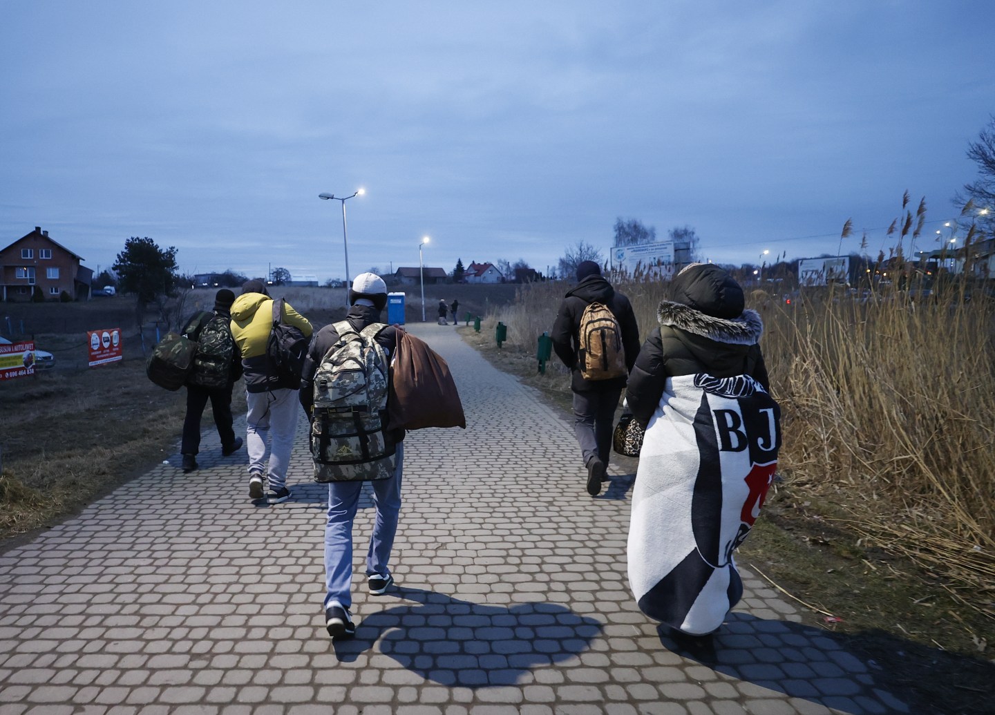 Ukrainian citizens are crossing Ukrainian-Polish border due to ongoing Russian-Ukrainian war crisis, in Medyka, Poland on March 02, 2022.