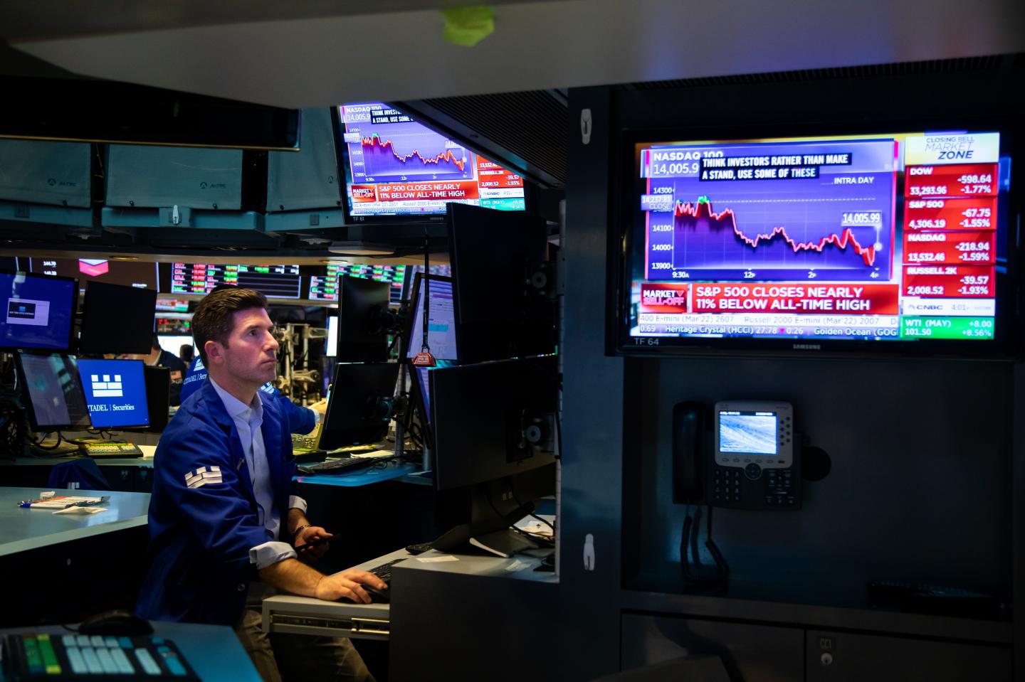 A trader at the New York Stock Exchange.
