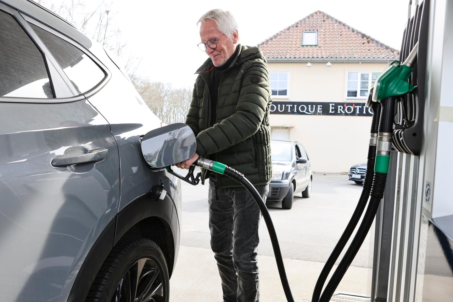 Buying gas in Denmark.