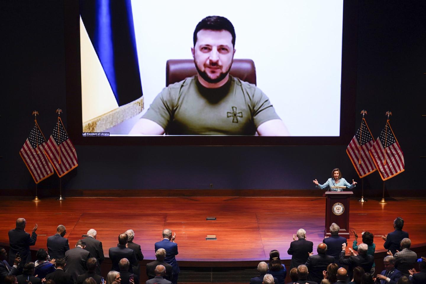 Ukrainian President Volodymyr Zelenskyy speaks to U.S. Congress virtually
