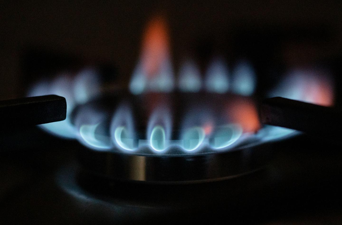 Flames on a gas stove.
