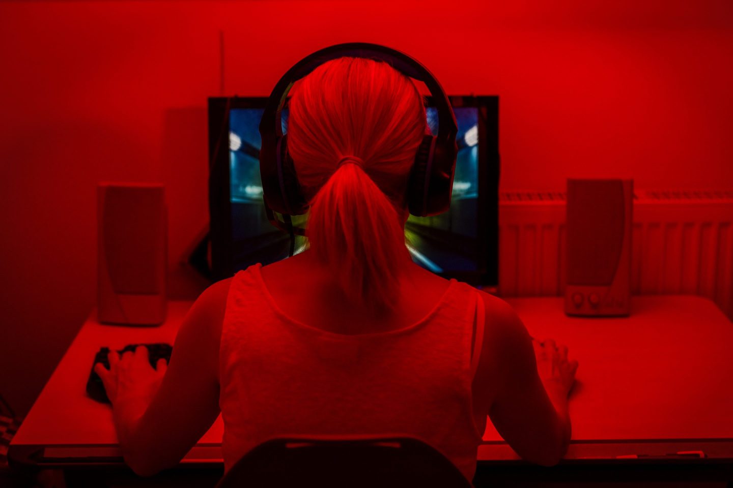 Woman playing computer games