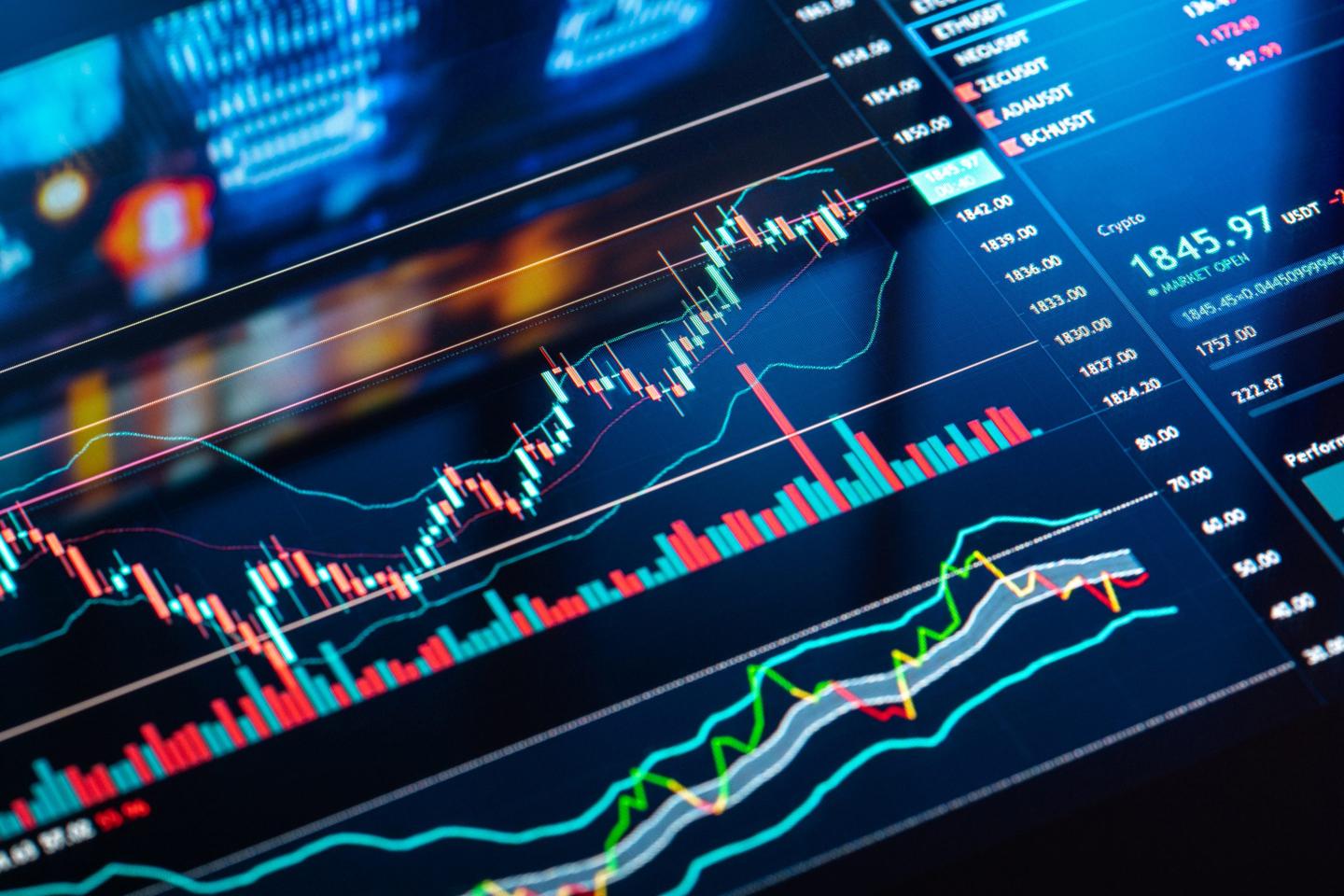monitor with stock prices