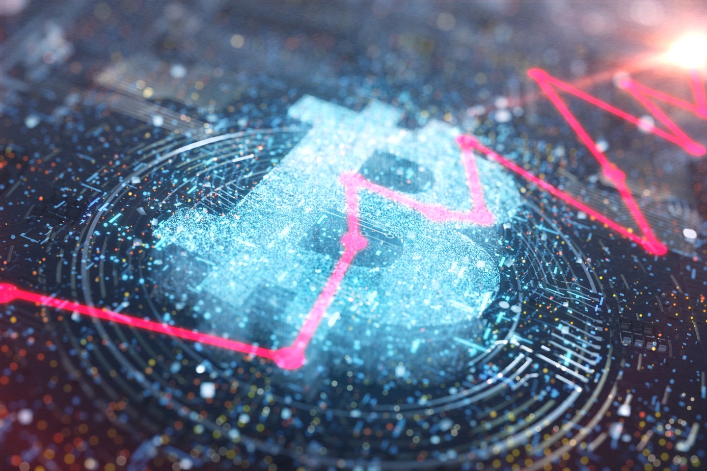 A graphic of the Bitcoin logo.