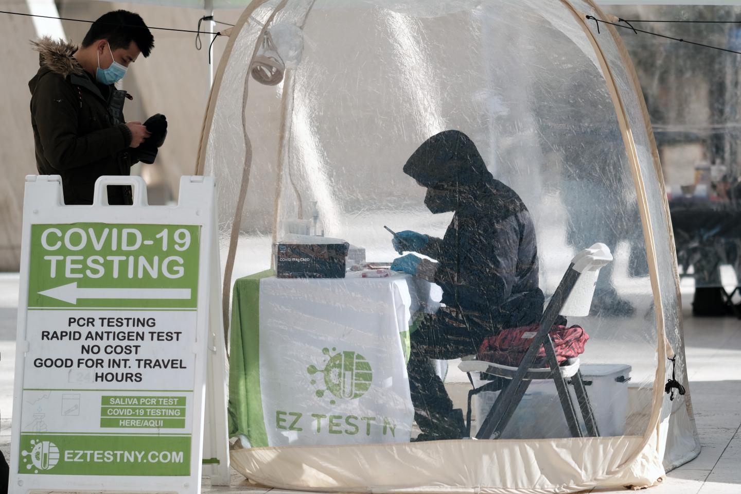 A COVID-19 testing site in Manhattan
