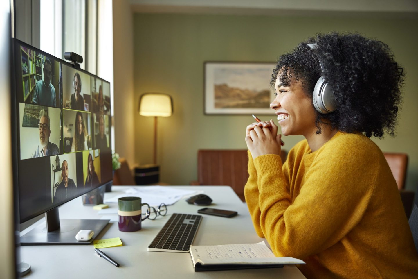 Woman smiling on video call