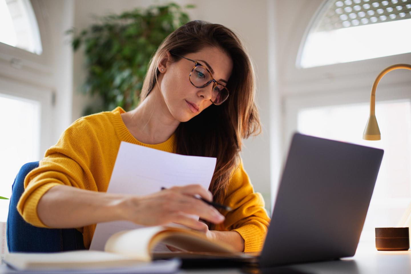 Woman working on her laptop