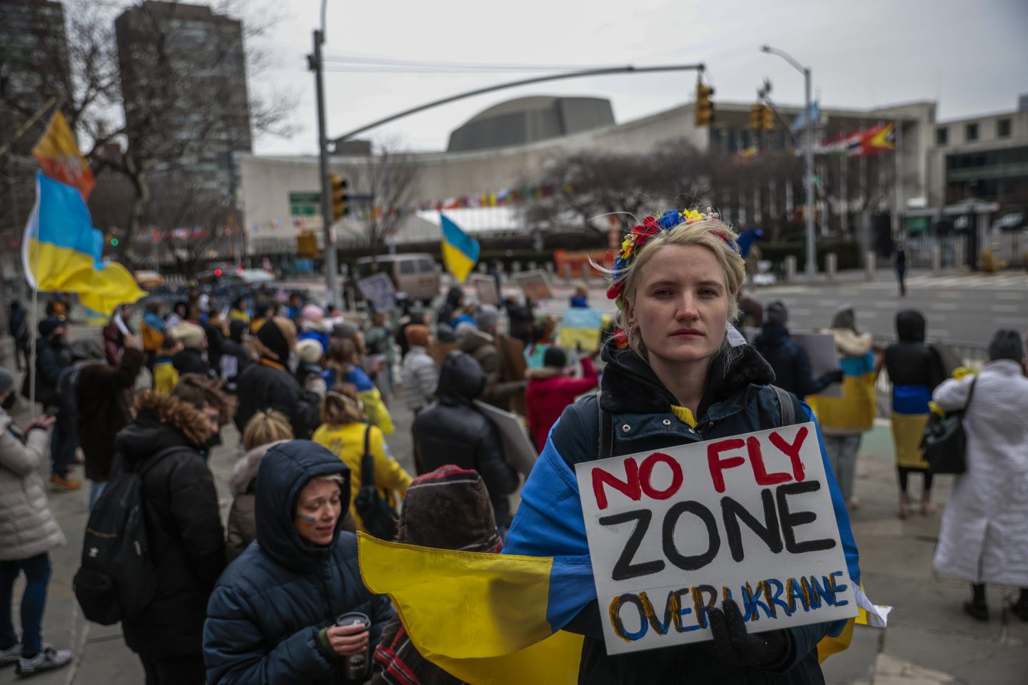 Russia-Ukraine war protest at UN headquarters in New York