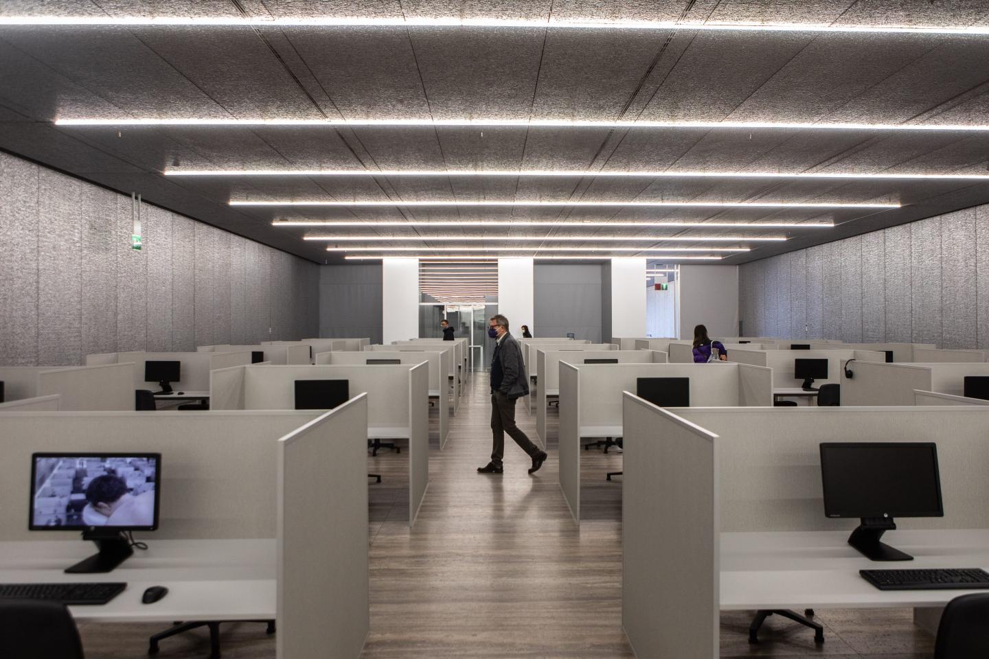 View of an office with empty cubicles