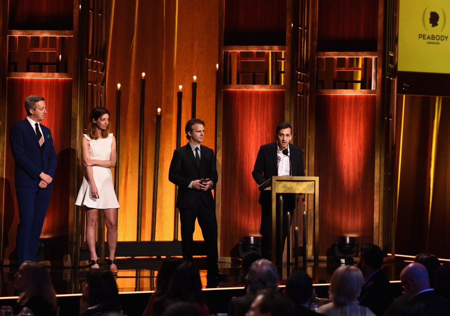 Director Brent Renaud speaks onstage at The 74th Annual Peabody Awards Ceremony at Cipriani Wall Street on May 31, 2015, in New York City.