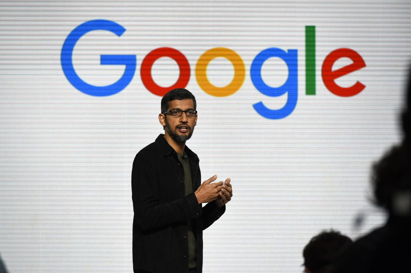 Sundar Pichai, chief executive officer of Google Inc., speaks during a Google product launch event in San Francisco, California, U.S.