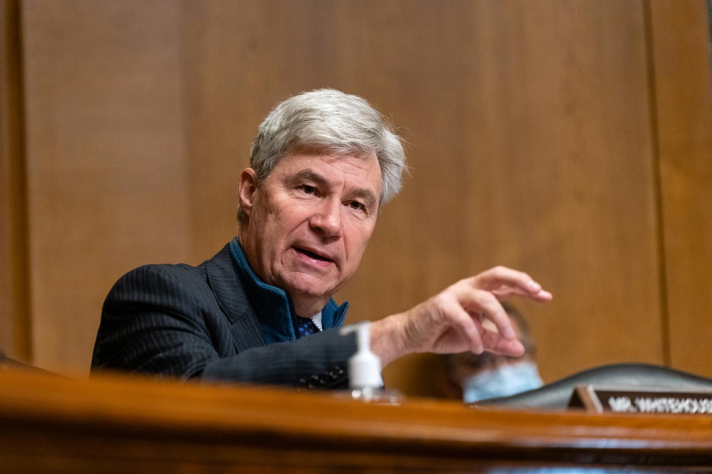 Senator Sheldon Whitehouse speaks during a hearing.