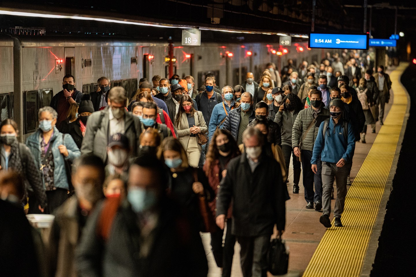Commuters arrives at Grand Central station during morning rush hour in New York.