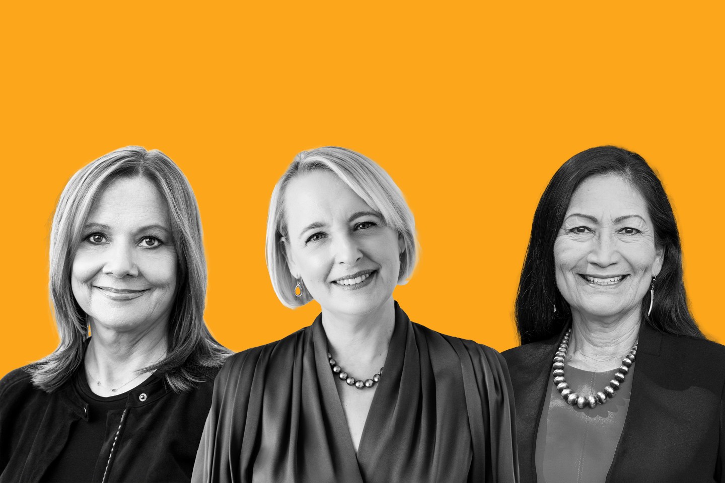From left: GM CEO Mary Barra, Accenture CEO Julie Sweet, and U.S. Secretary of the Interior Deb Haaland.