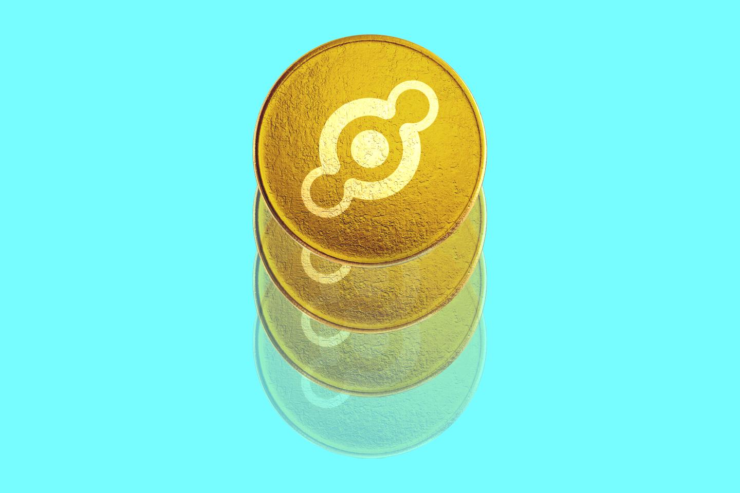 Illustration of Helium cryptocurrency on a coin.