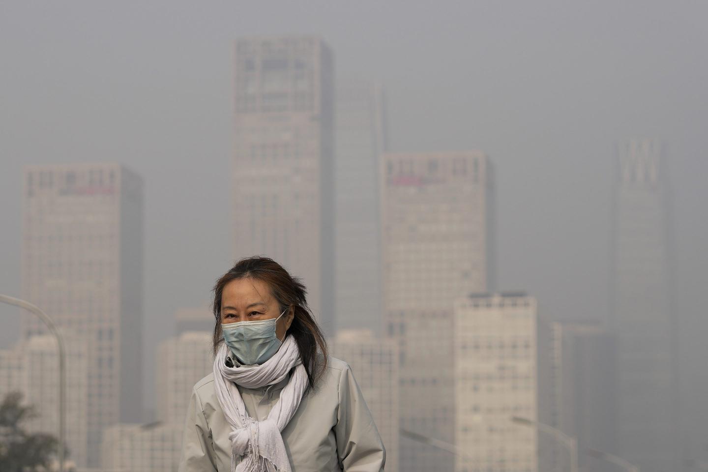 Woman wears face mask
