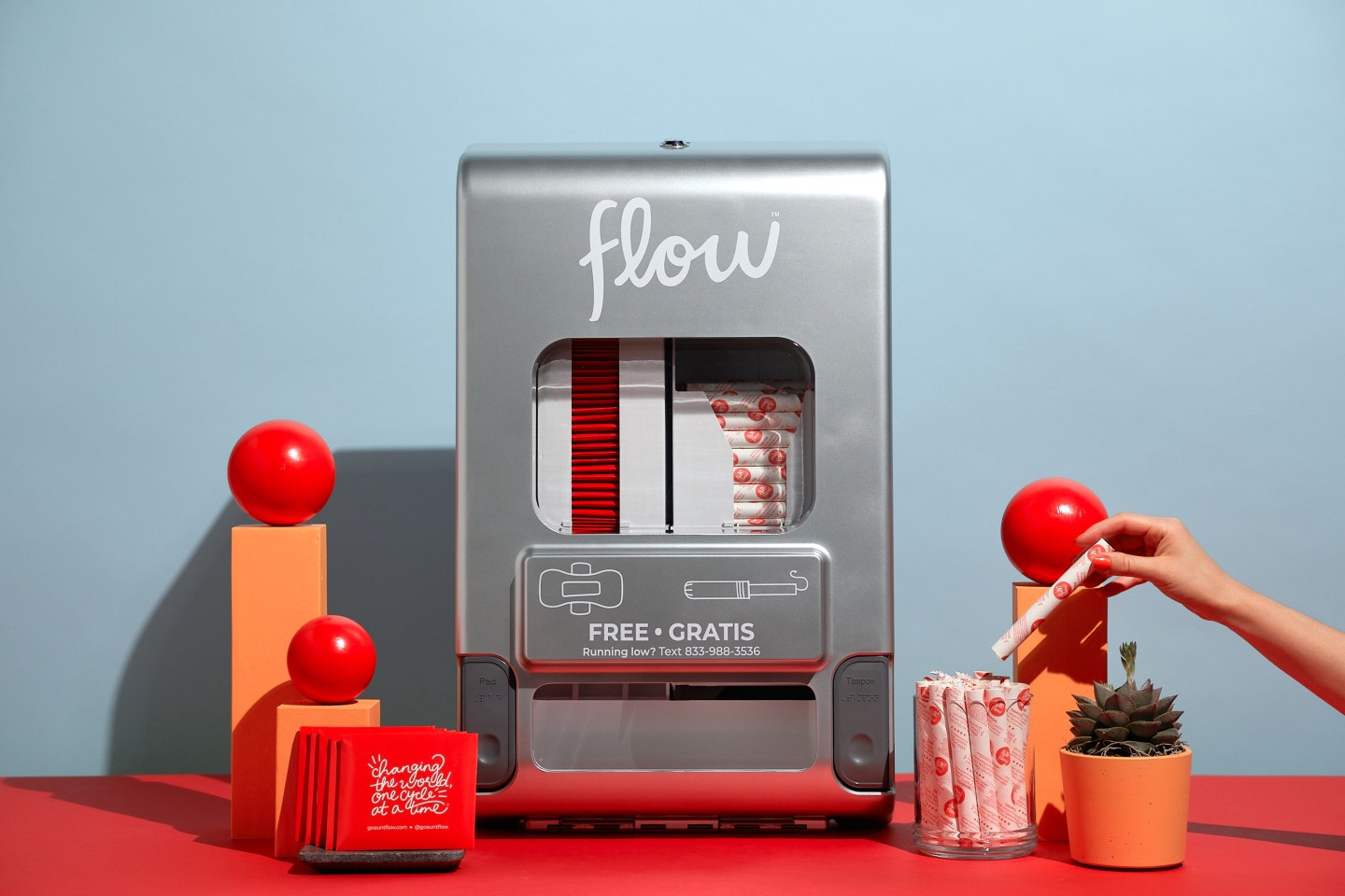 Aunt Flow's period products dispenser.