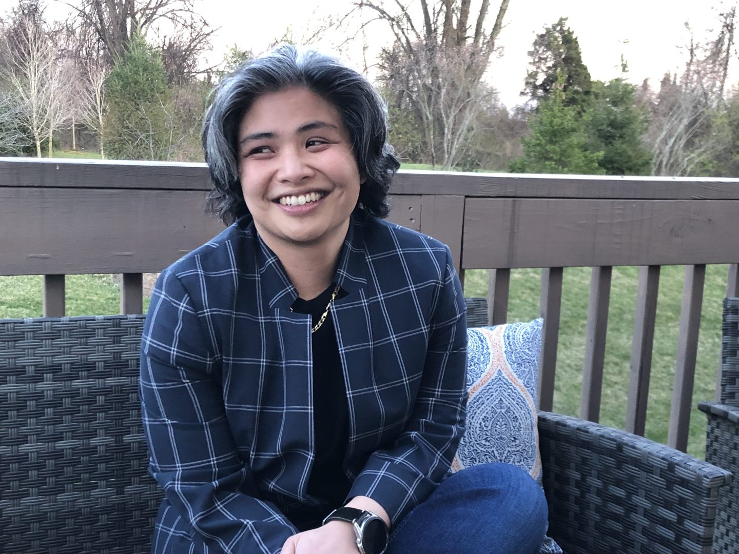 photo of woman, Gabrielle Cristobal, sitting
