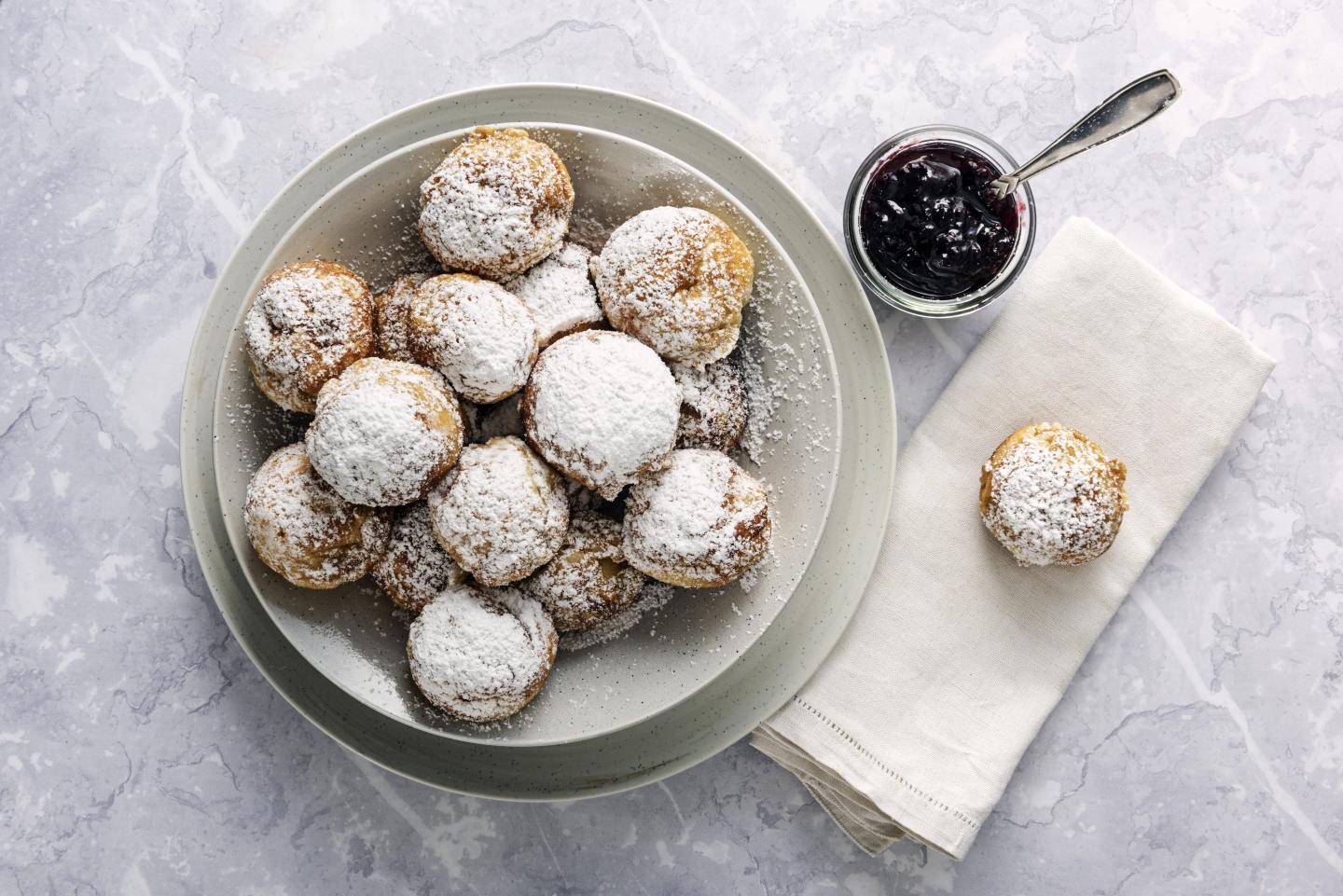 Traditional apple pancakes or Aebleskiver in danish.