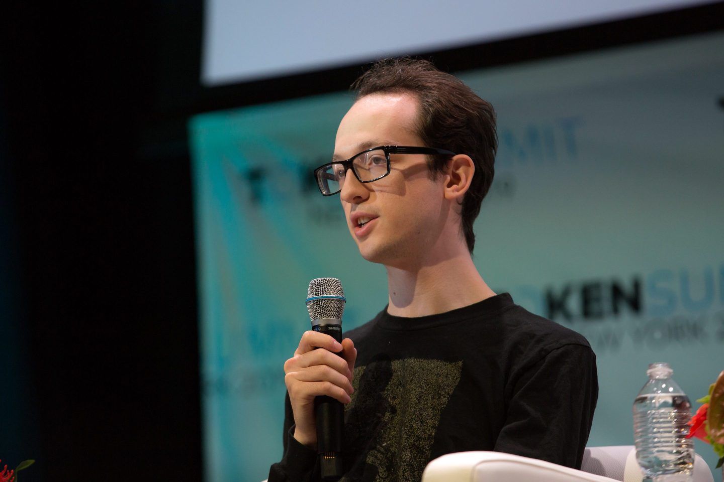 Hayden Adams, founder of Uniswap, speaks during the Token Summit in New York, U.S., in 2019.