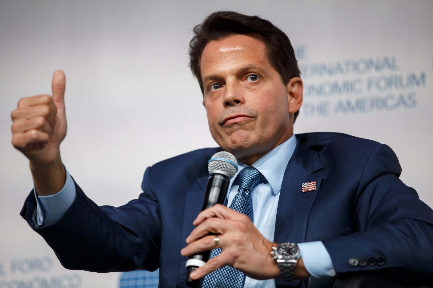 Anthony Scaramucci, founder of SkyBridge Capital II LLC, speaks during the International Economic Forum of the Americas (IEFA) Toronto Global Forum in Toronto, Ontario, Canada, on Friday, Sept. 6, 2019. The Toronto Global Forum is a non-profit organization fostering dialogue on national and global issues that brings together heads of states, central bank governors, ministers and global economic decision makers.