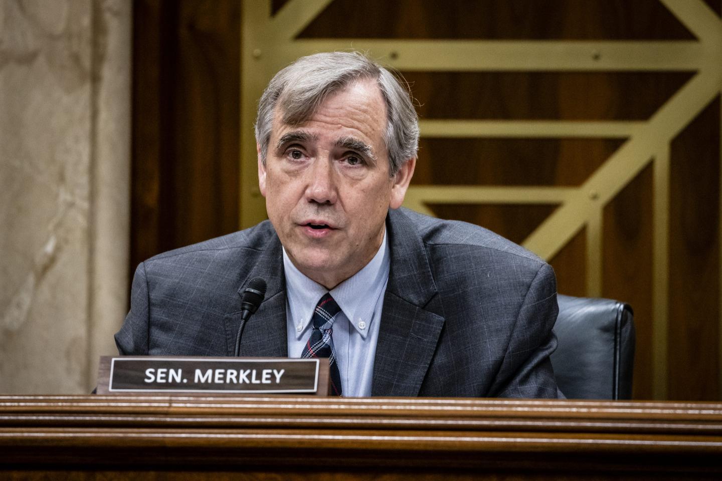 Sen. Jeff Merkley speaking in committee meeting.