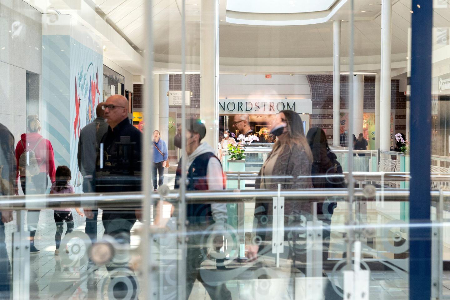 Shoppers at a mall in the U.S.