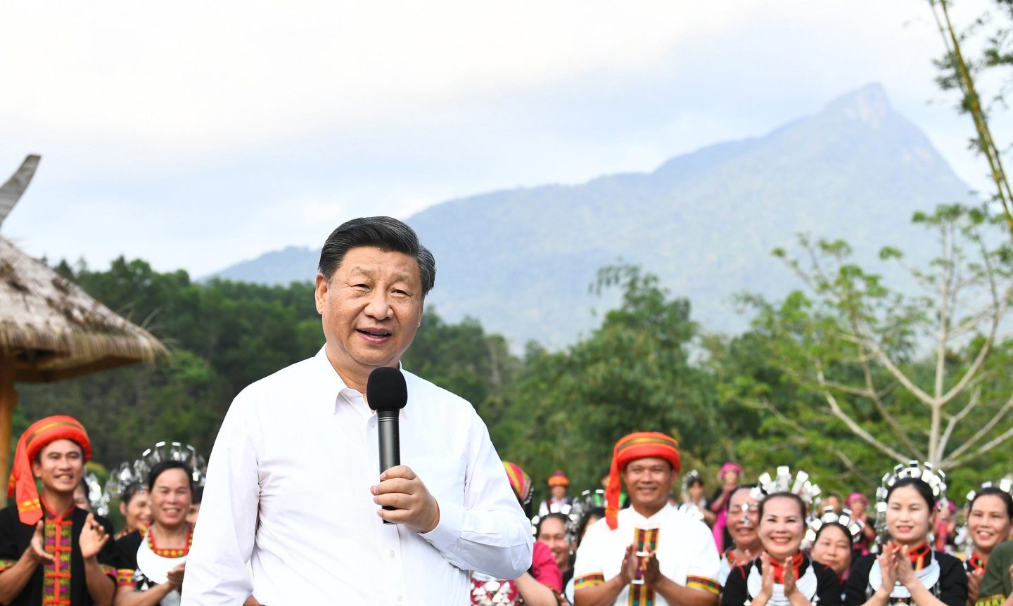 Chinese President Xi Jinping speaks during a visit to Hainan