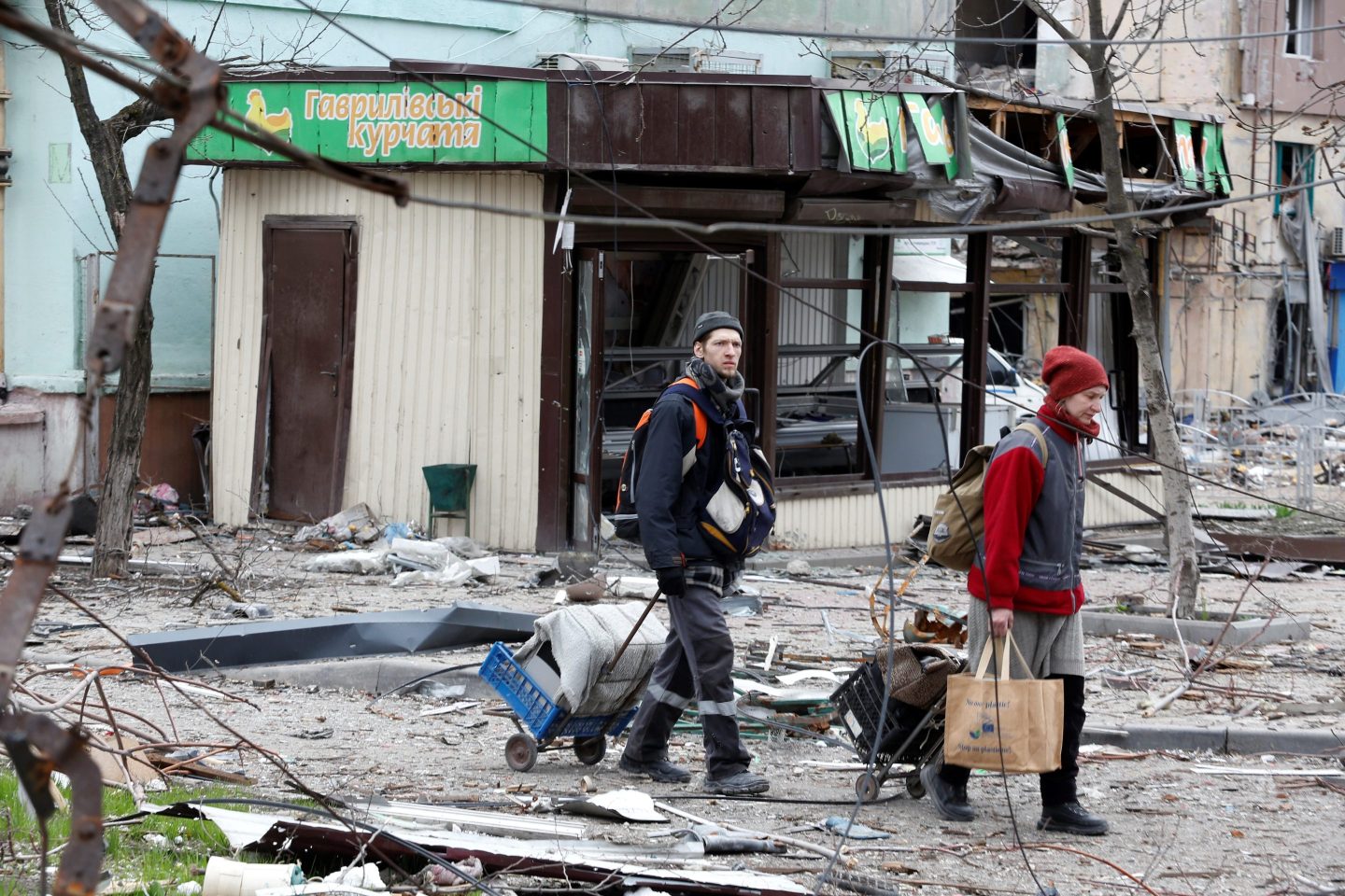 Residents in Mariupol, Ukraine