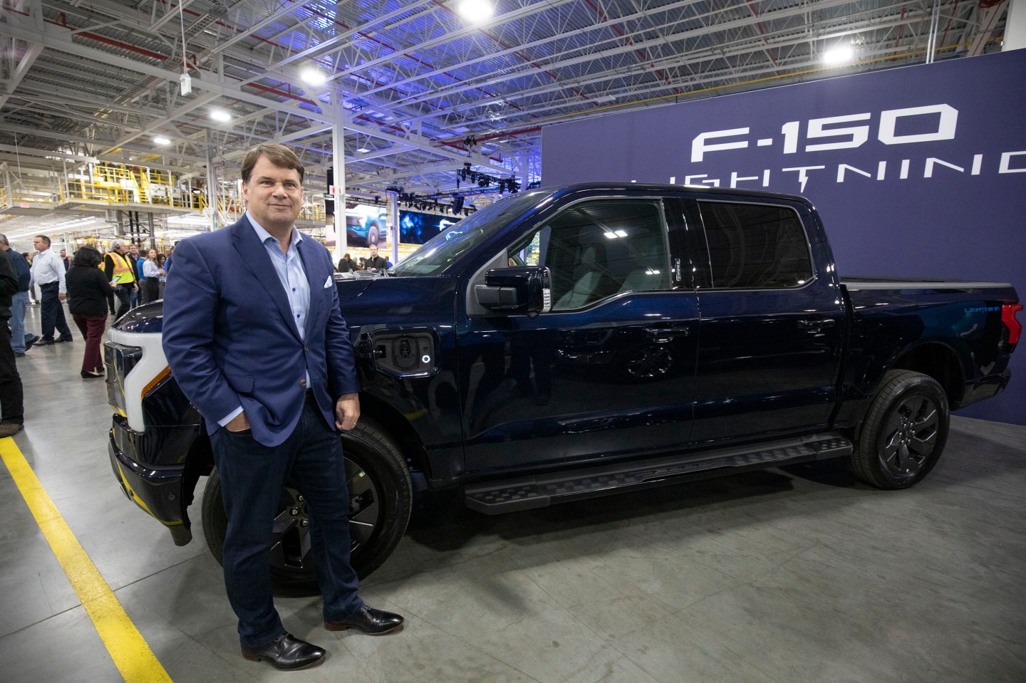 Ford CEO Jim Farley with the all-new electric Ford F-150 Lightning pickup truck.