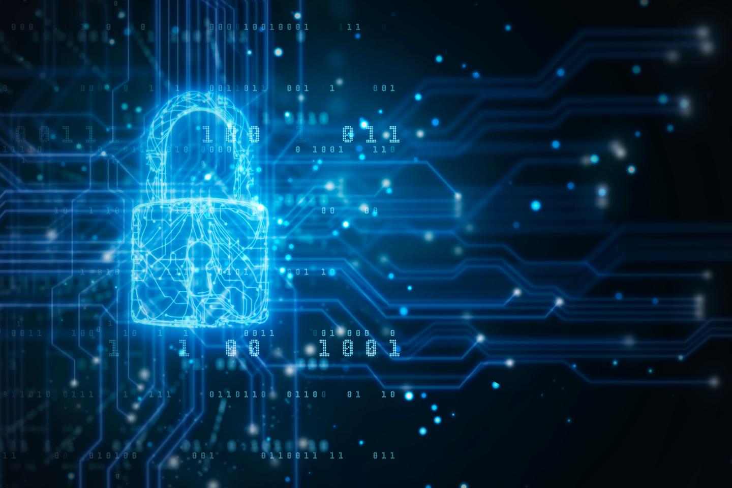 A locked computer icon.