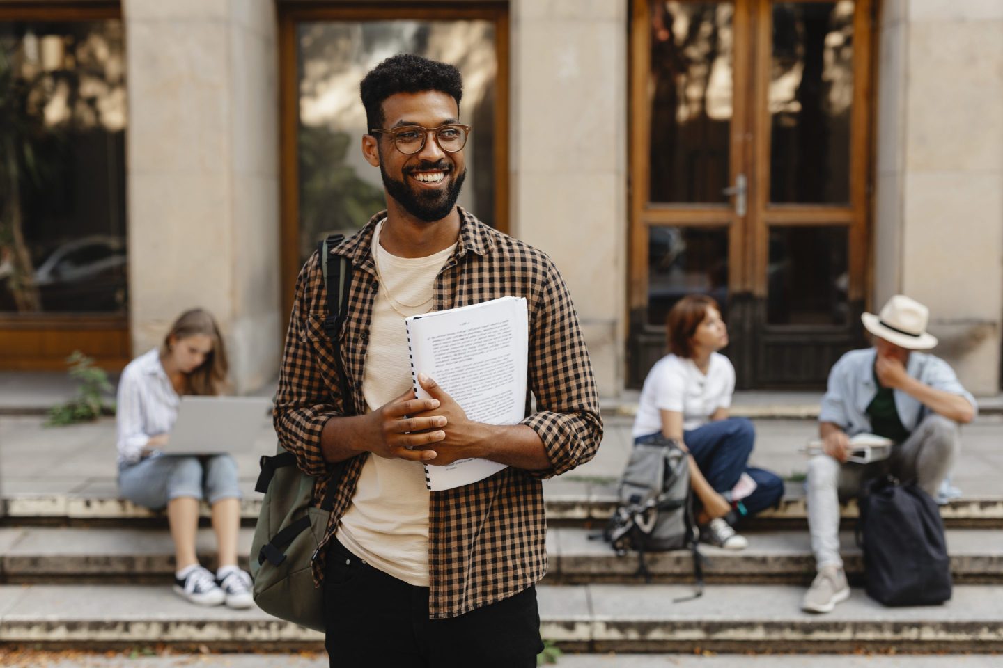 Smiling university student
