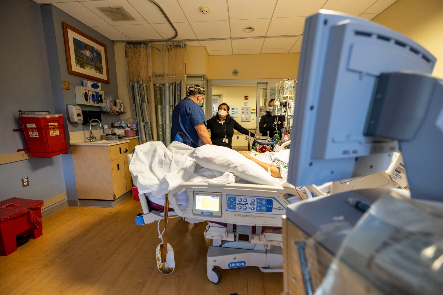A patient inside the medical intensive care unit