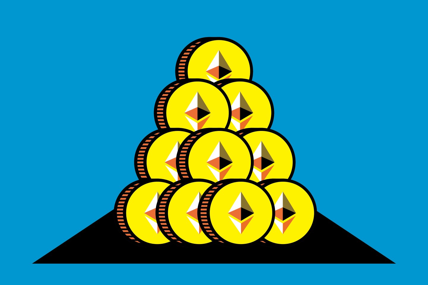 Ethereum tokens on blue background