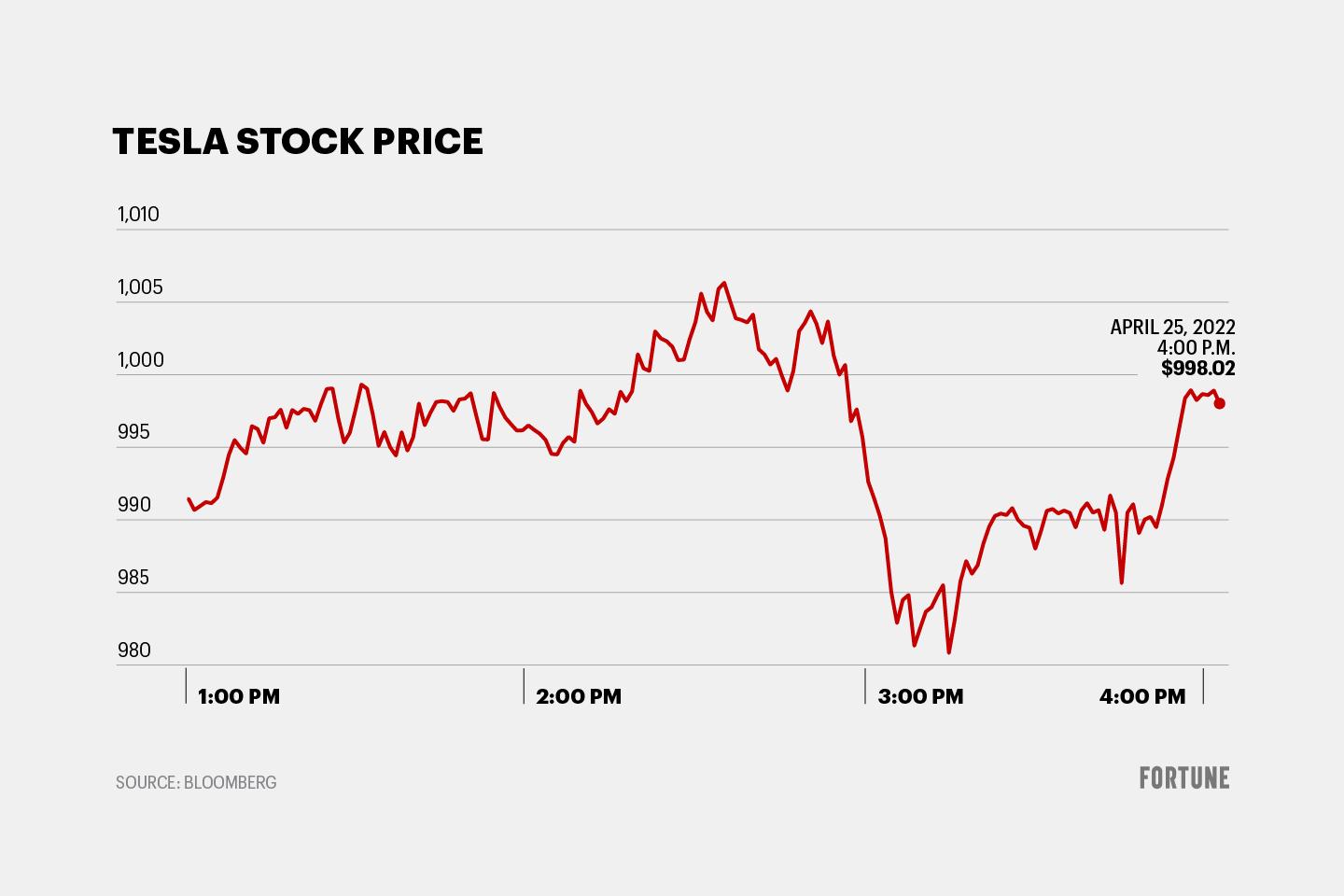Chart of Tesla stock drop.