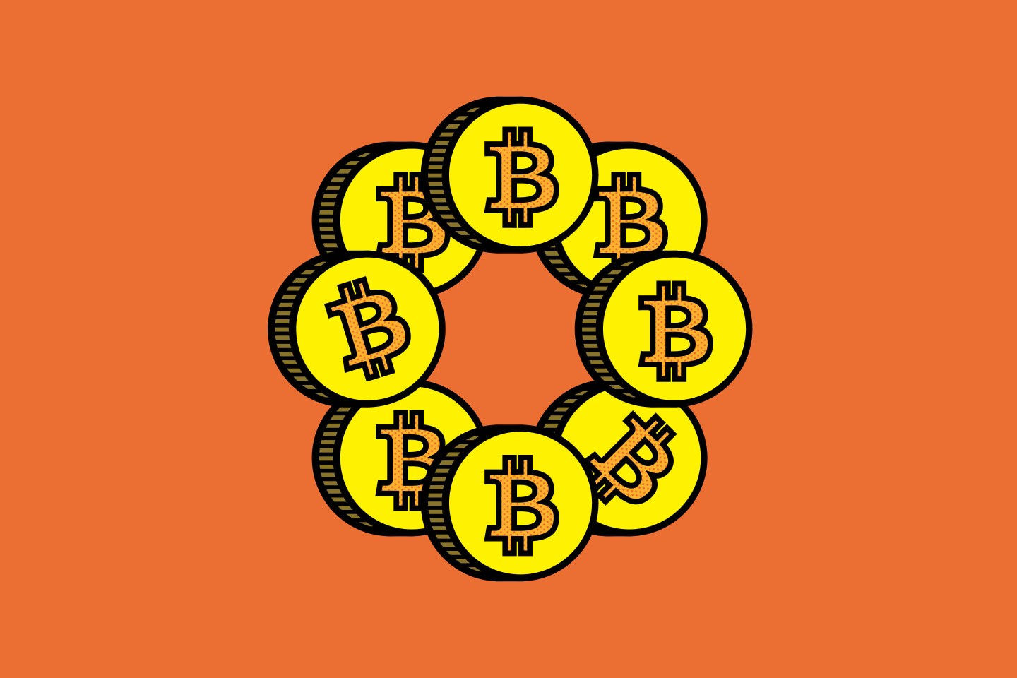 Bitcoin-tokens-orange background