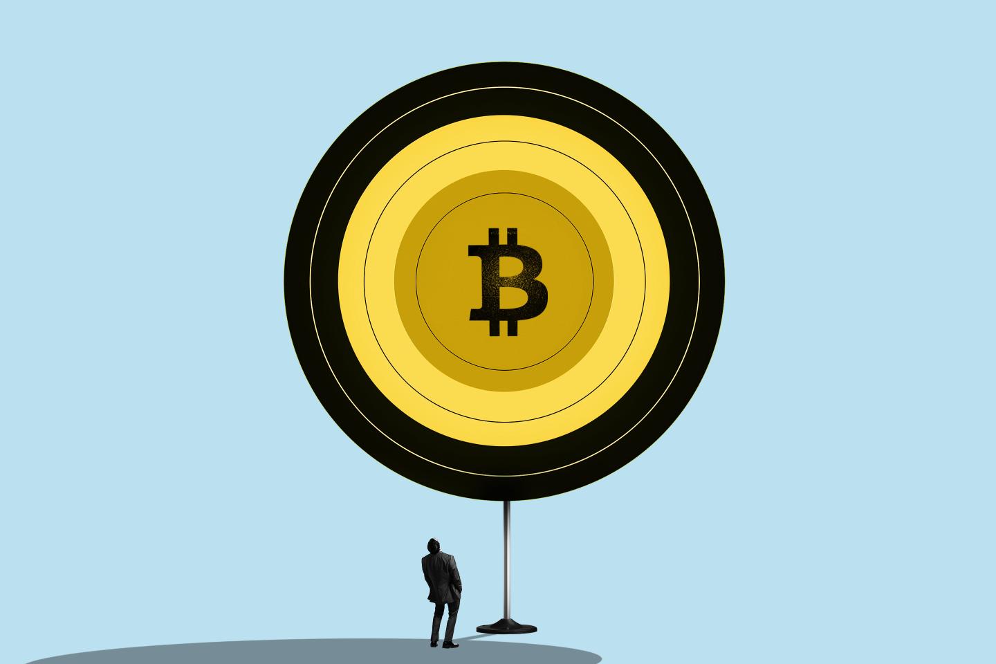 Bitcoin-token-blue-background