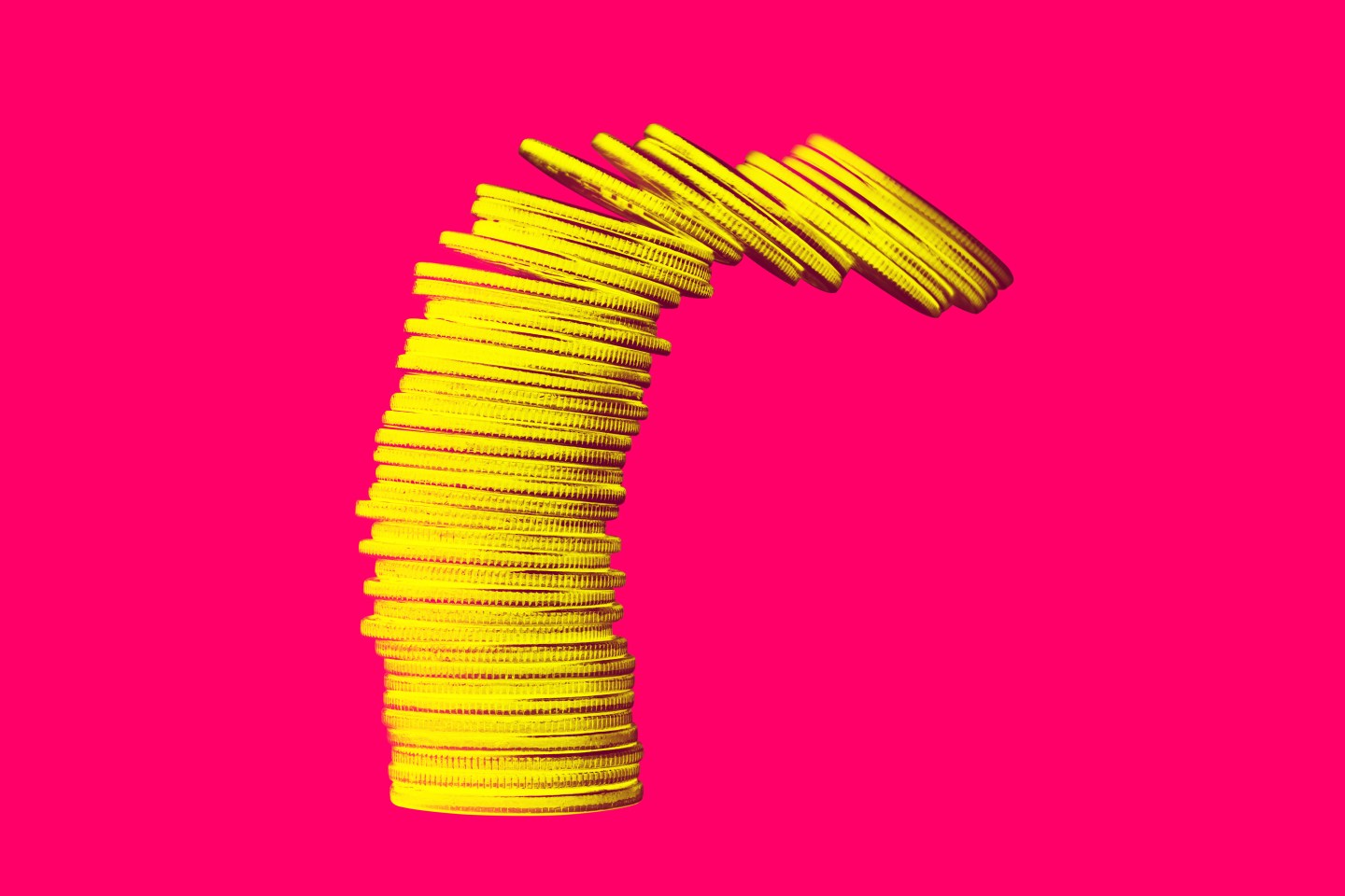 Coins-falling-pink-background