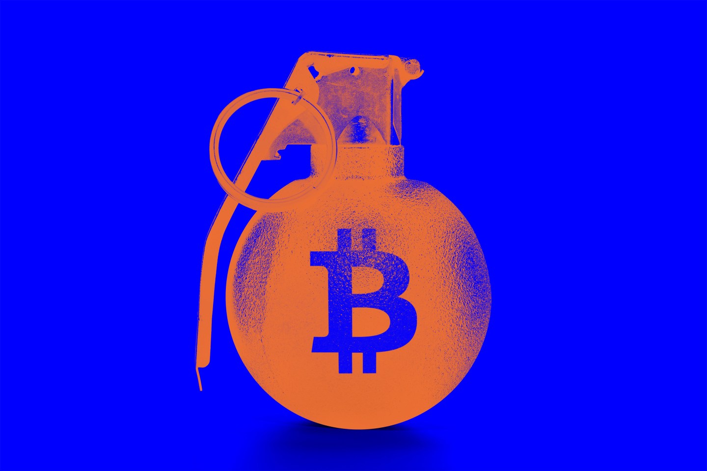 photo illustration of a Bitcoin symbol on a grenade